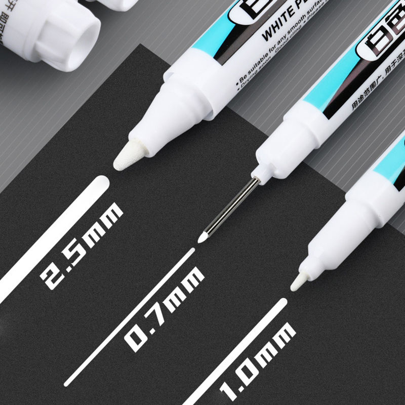 Thumbnail: 0.7/1.0/2.5mm Waterproof White Marker Pen Paint Tread Environmental Pens Car Tir