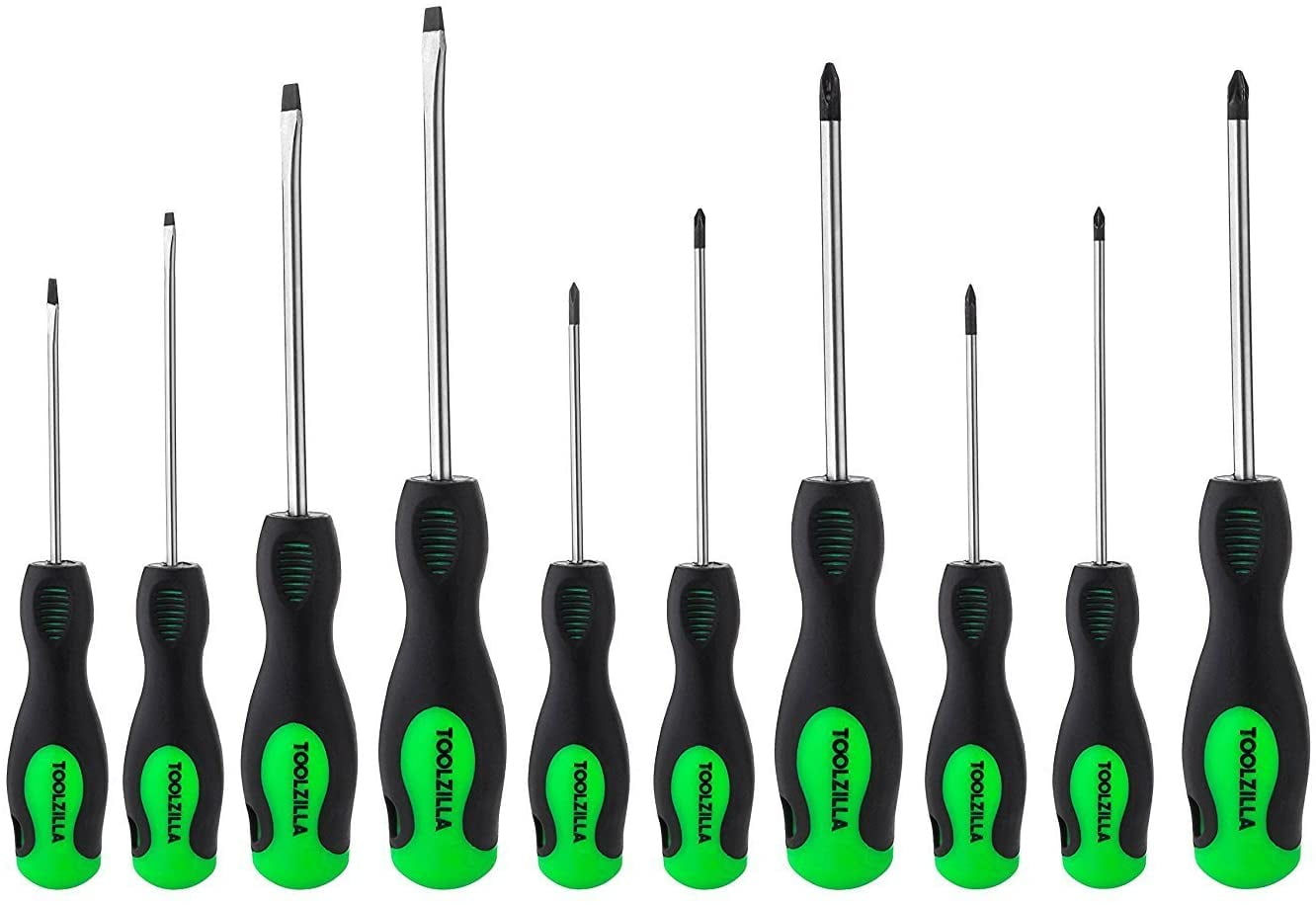 TOOLZILLA Magnetic Screwdriver Set - 10 Piece Phillips and Flathead Screwdr..