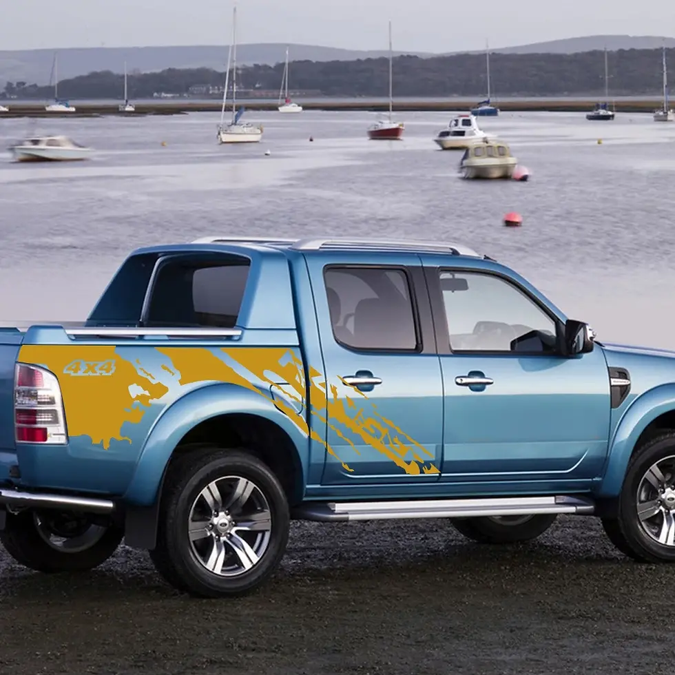 Thumbnail: 2Pcs Pickup Stickers Car Trunk Side Decals For Ford Ranger Truck 4x4 Graphics Vi