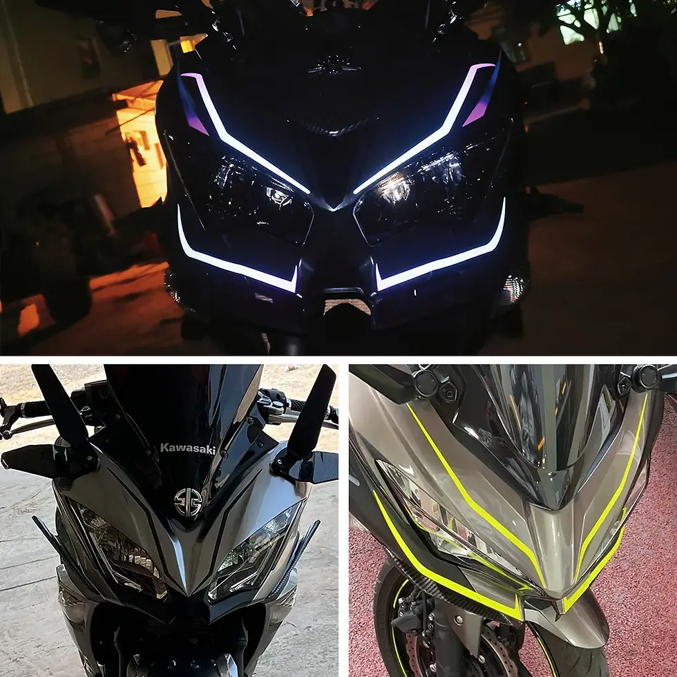 Thumbnail: 4PCS Motorcycle Fairing Sticker Decoration Reflective Cool Front Pull Headlight
