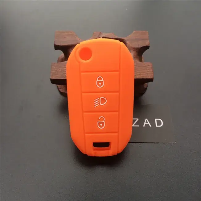 Thumbnail: ZAD Silicone Car Key Cover Case Shell Skin Holder Set for Peugeot 3008 208 308