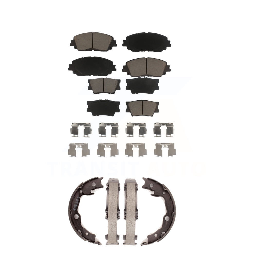 Transit Auto Front Rear Ceramic Brake Pads and Parking Shoes Kit for Car To..