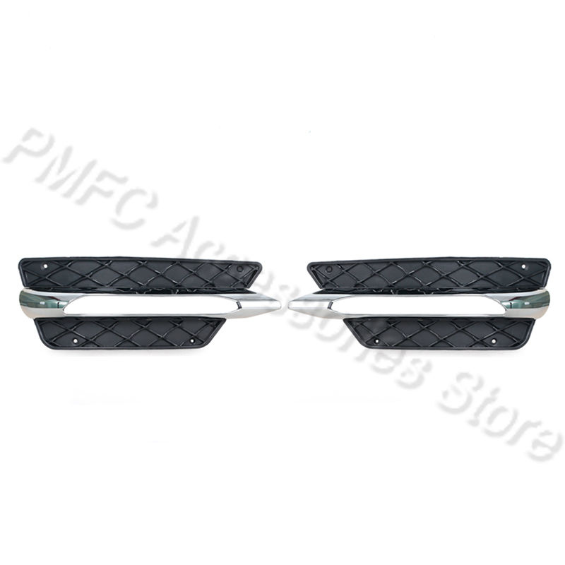 Thumbnail: Car Front Bumper Grilles Black Chromium Fog Light Cover For Mercedes-Benz W204 C