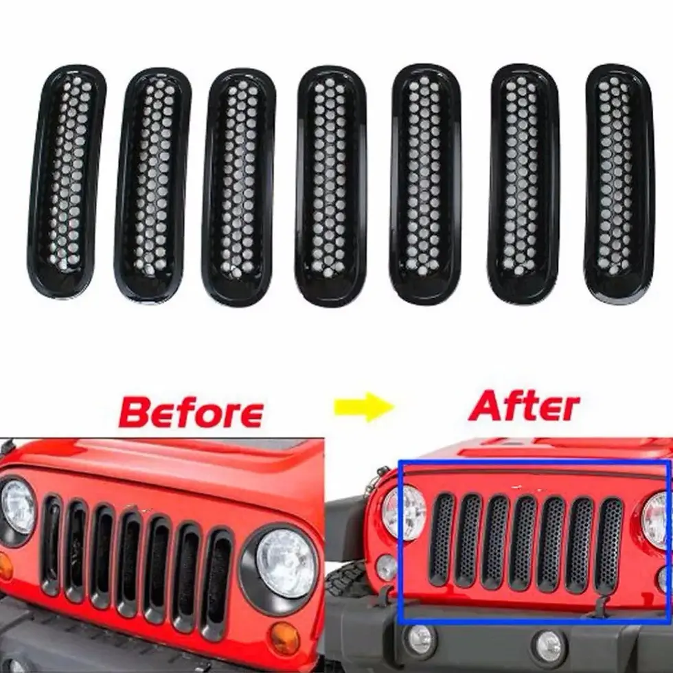 Thumbnail: For Jeep Wrangler Head Lights Trim Turn Signal Light Cover Guard Black Front Mes