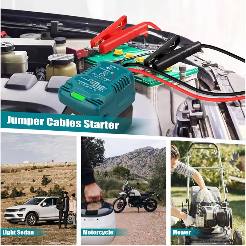 Jumper Cables Car Using Tool For Makita 18V Li-ion Battery BL1830 BL1840 BL1850