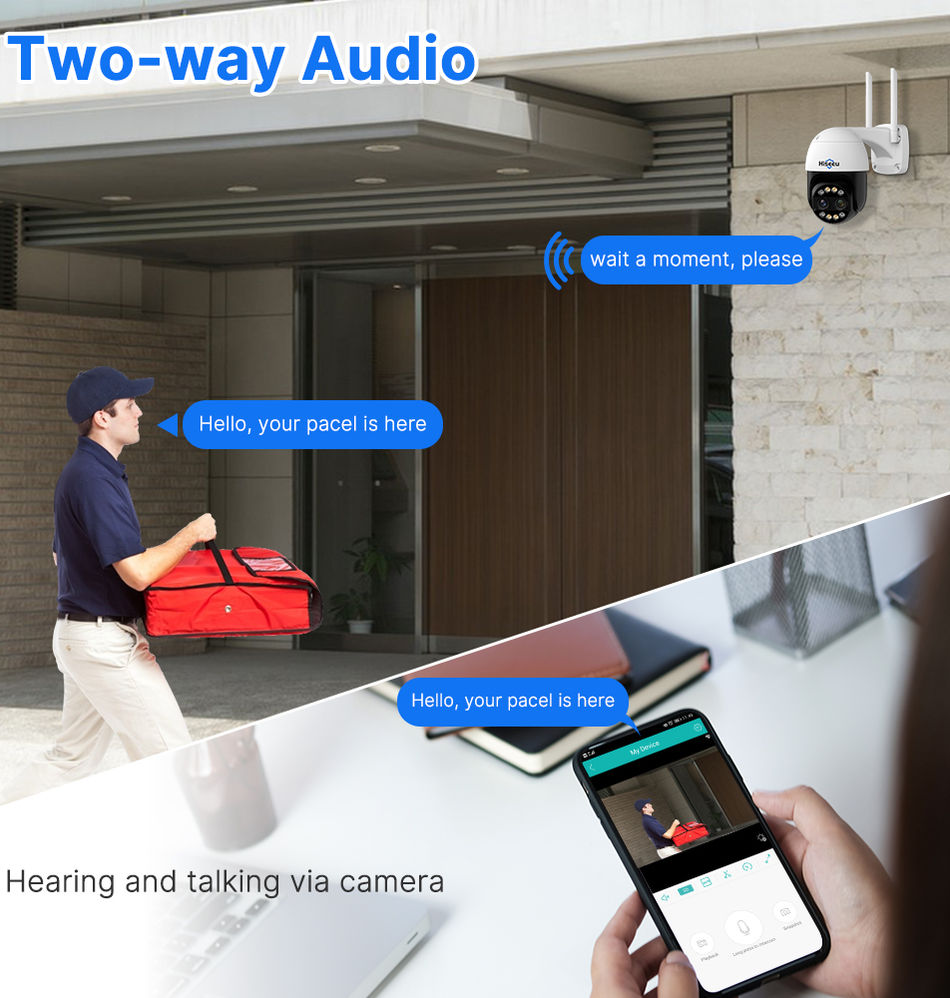 Thumbnail: Hiseeu 4K 8MP Dual Lens PTZ Wifi IP Camera 8X Zoom Outdoor HD Full Color Night V