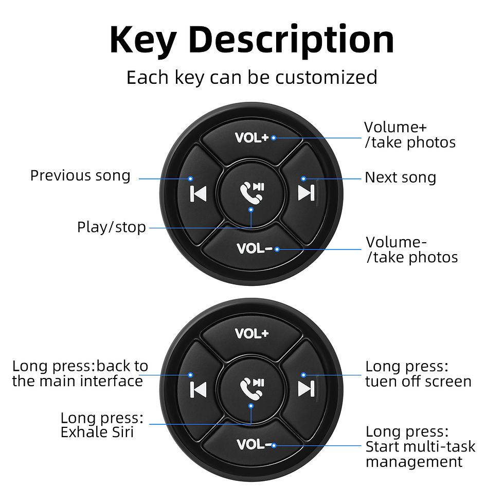 Thumbnail: 5 Keys Wireless Media Button Remote Controller Car Motorcycle Bike Steering Whee
