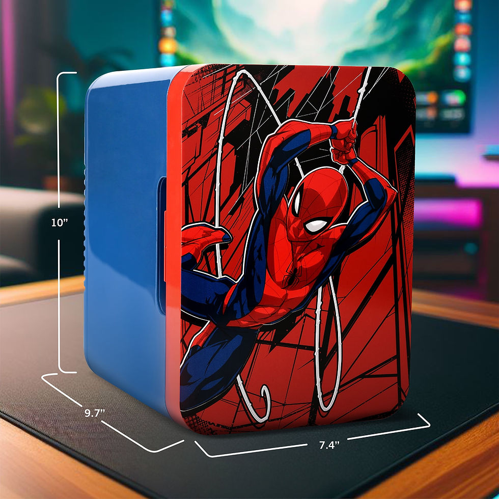 Thumbnail: Marvel Spiderman Blue Red 6 Can Mini Fridge Thermoelectric Cooler 4 Litre
