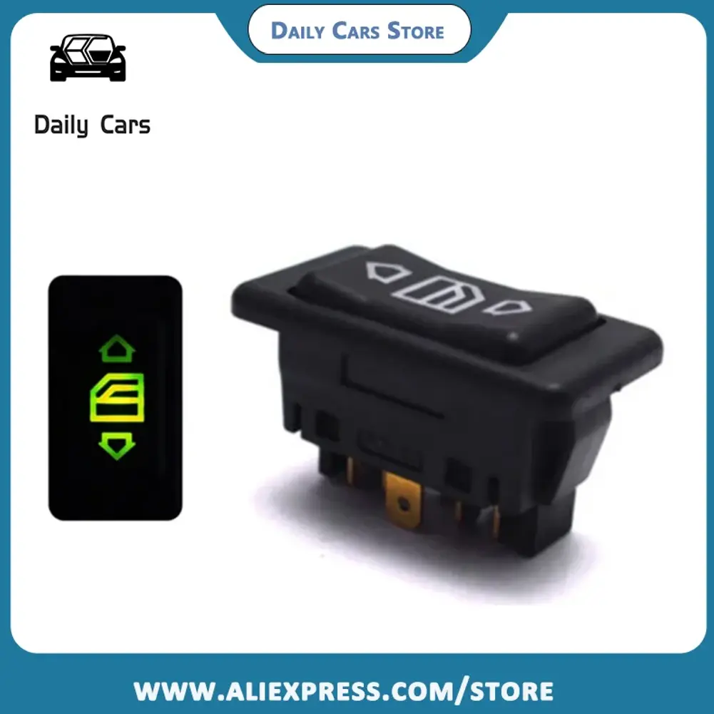6 Pin Car Glass Lifter Switch Electric Power Switch Button With Green 12V 24V 10