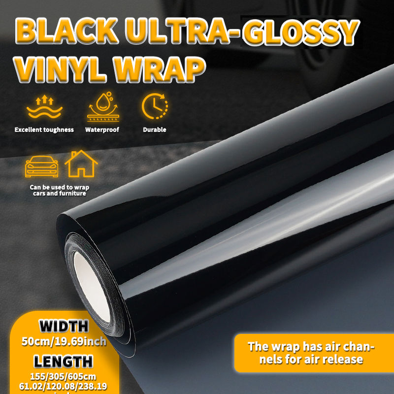 Super Glossy Black PPF Car Wrap Vinyl Film Self-Adhesive Sticker Car wrapping Fi