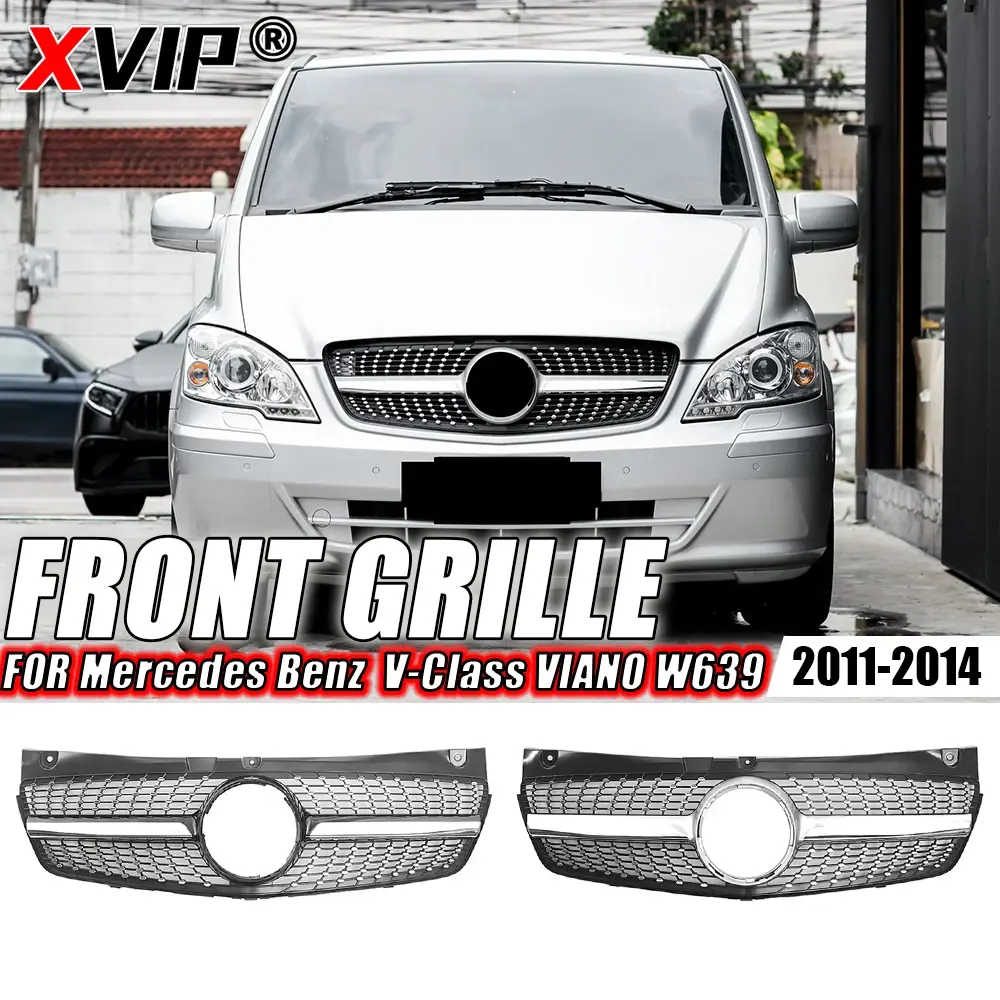 XVIP Chrome Silver Diamonds Style Bumper Grille For Mercedes Benz V-Class VIANO