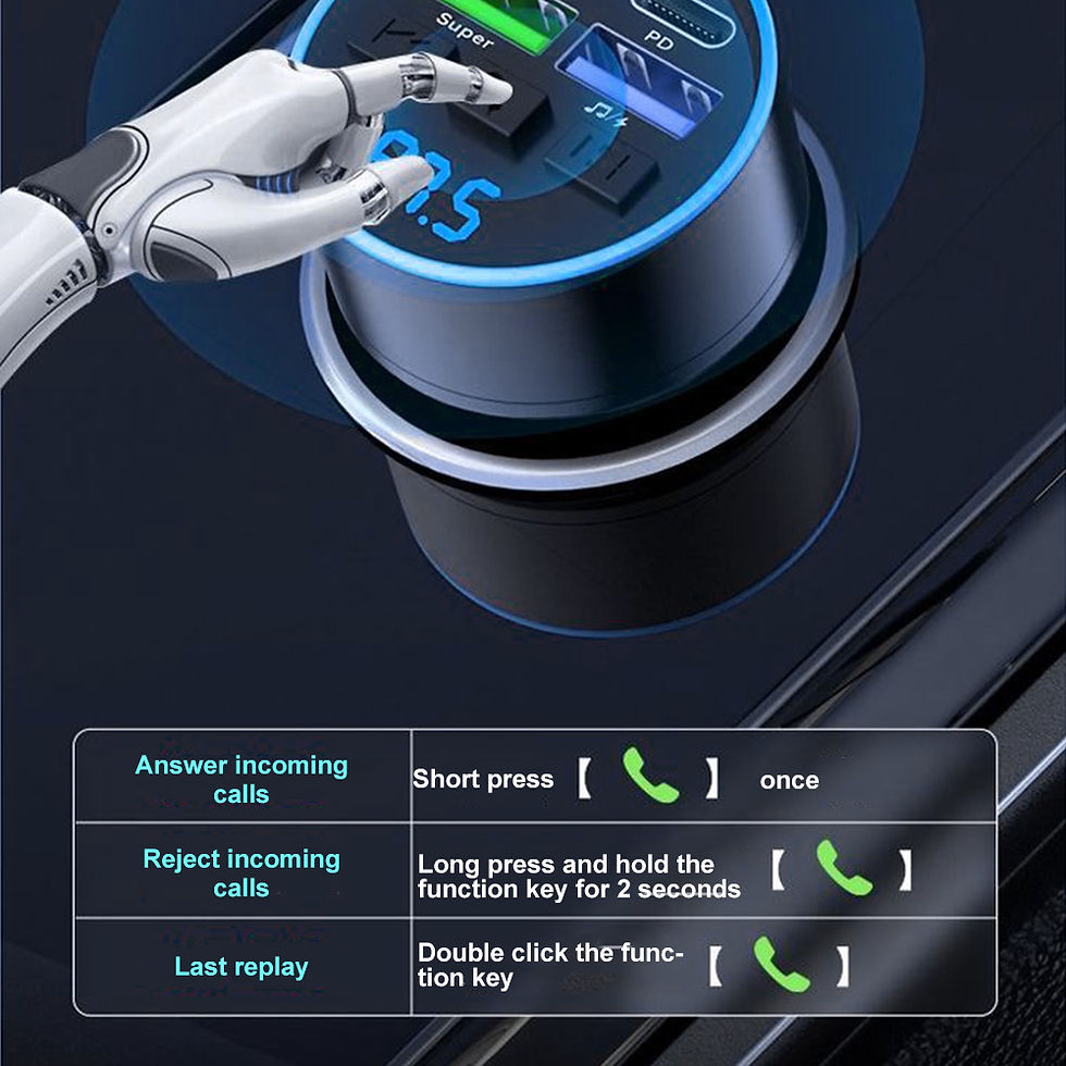 Thumbnail: KEBIDUMEI FM Transmitter Bluetooth 5.0 Receiver Dual USB PD Car Fast Charger 66W