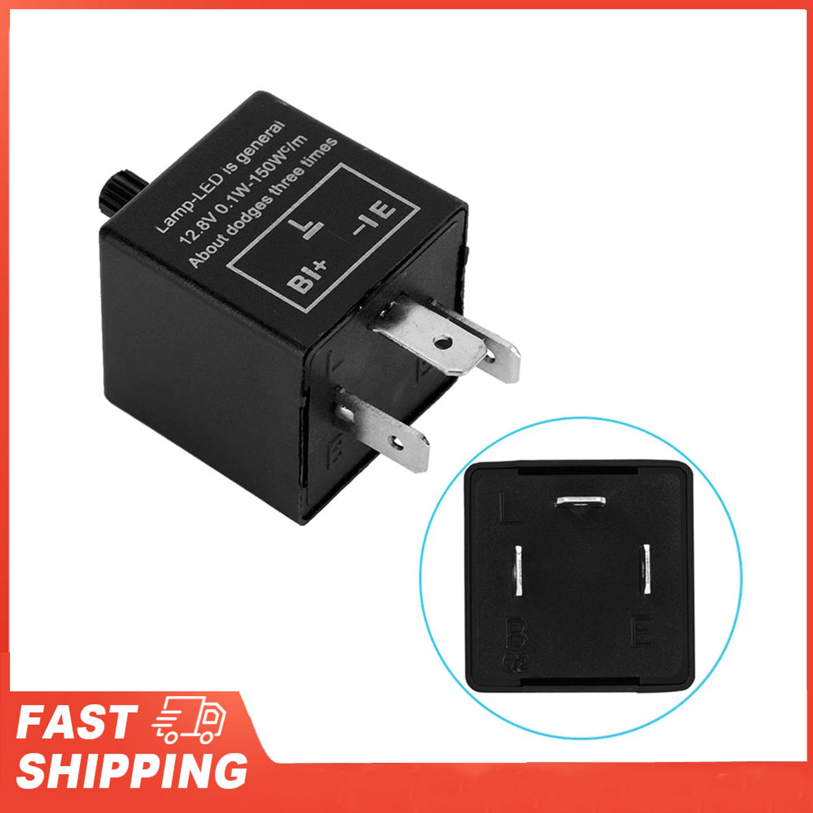 Flasher Blinker Relay Fix 12V 3 Pin Adjustable LED Light For Turn Signal Indicat