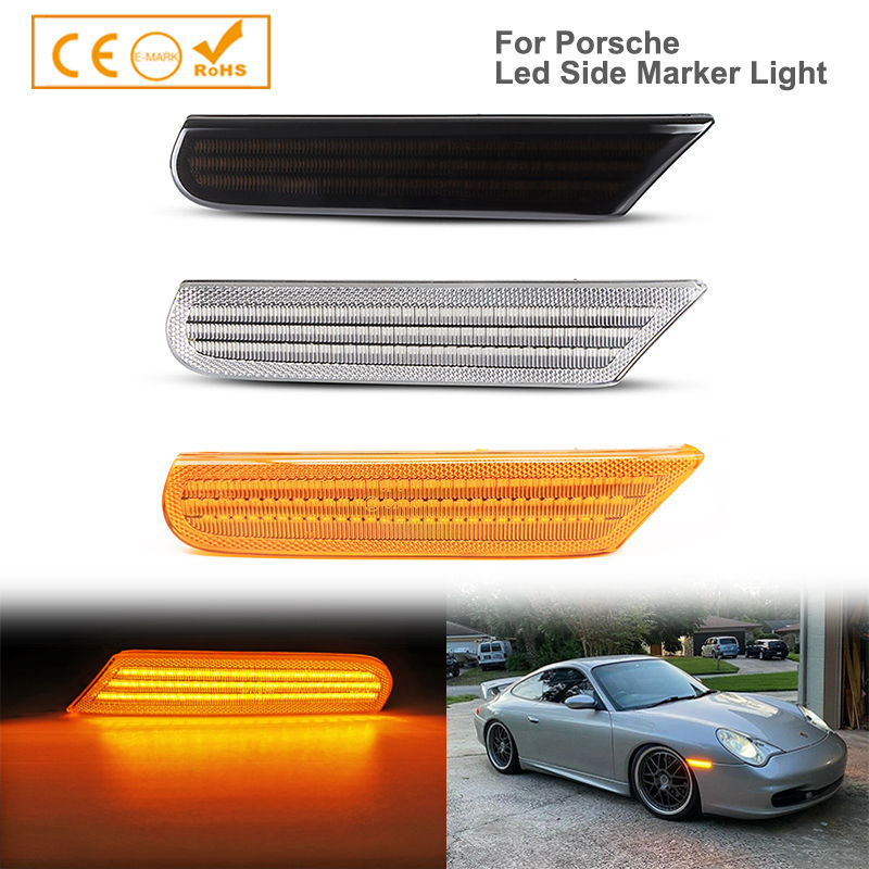 2x Dynamic Amber LED Side Marker Light For Porsche Boxster 986 996 911 Carrera T