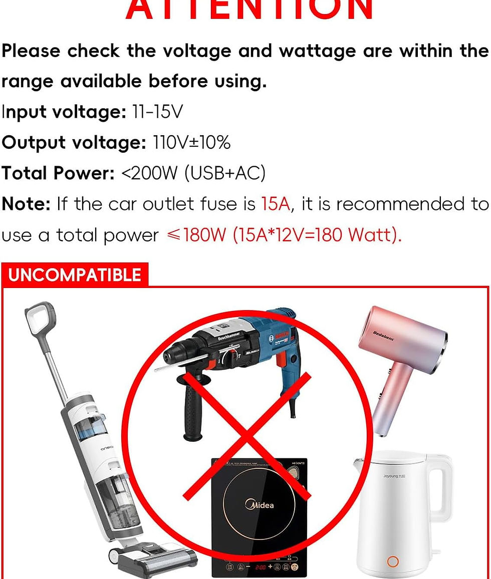 Thumbnail: YSOLX 200W Car Power Inverter for Vehicles Charger Adapter Outlets DC 12V t..