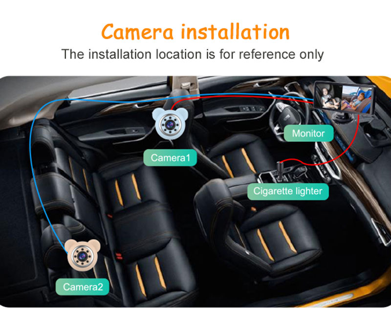 Thumbnail: 2 Camera Rear View Monitor 6.86'' IPS Screen Baby Car Mirror Wide View Angle for