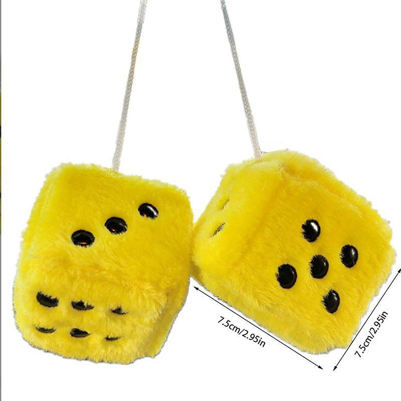 Thumbnail: Fuzzy Plush Dice With Dots Retro Square Plush Hanging Pendant Fuzzy Dices For Ca