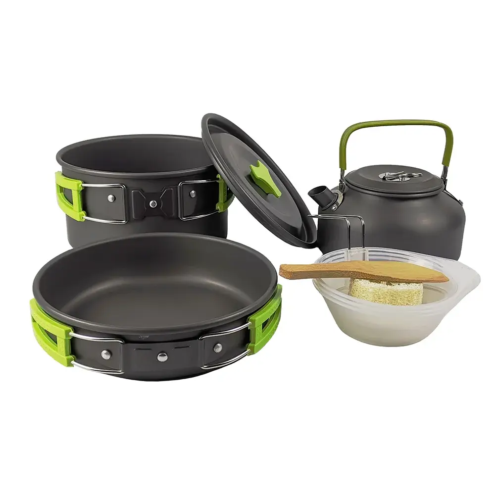 Outdoor Camping Cooking Set, Hard Aluminum Alloy Tableware, Kettle Cooker, Cooki