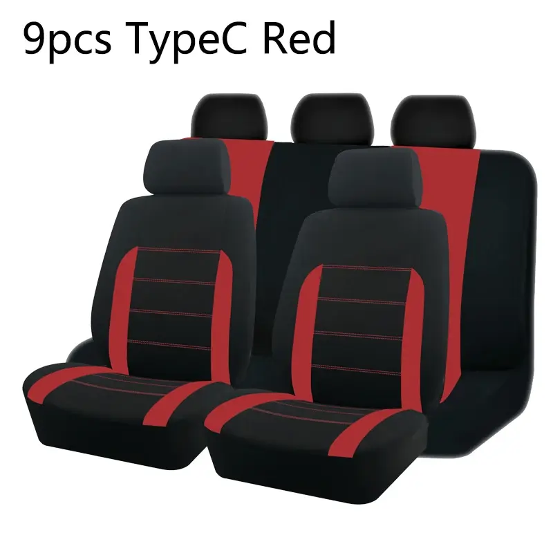 Thumbnail: AUTO PLUS Sports Universal Polyester Car Seat Cover Set Fit Most Car Plain Fabri