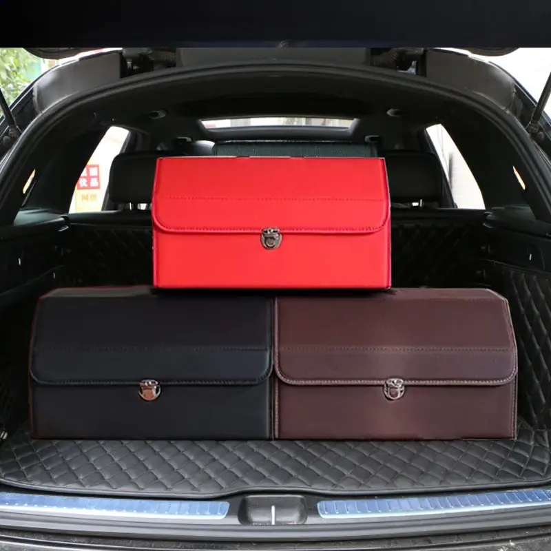 Car Trunk Storage Box With Metal Buckle PU Leather Collapsible Organizer Boxs Au