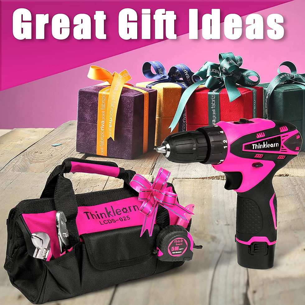 Thumbnail: ThinkLearn Pink Drill Set for Women, 137 Piece Hand and Power Tool Set with..