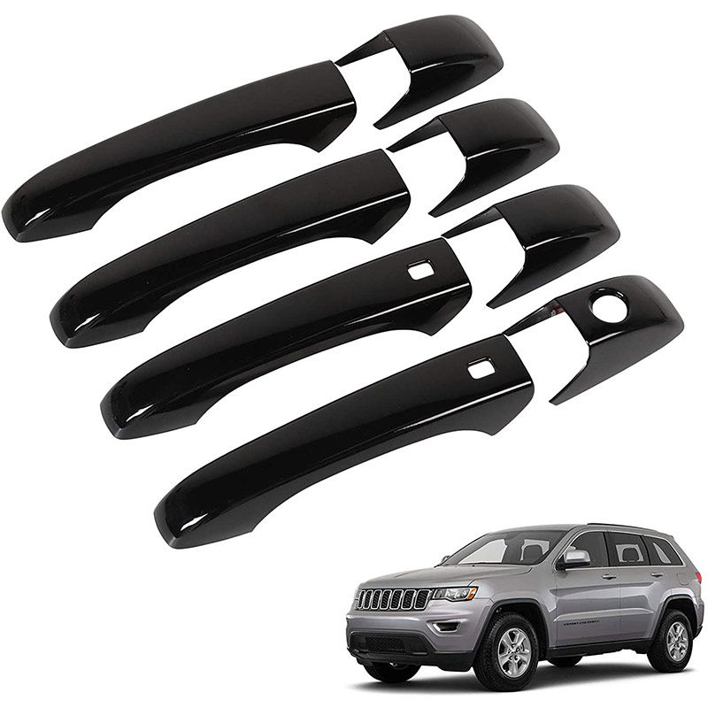 Chrome Bright Black Car Door Handle Decoration Cover Trim Set for Jeep Grand Che