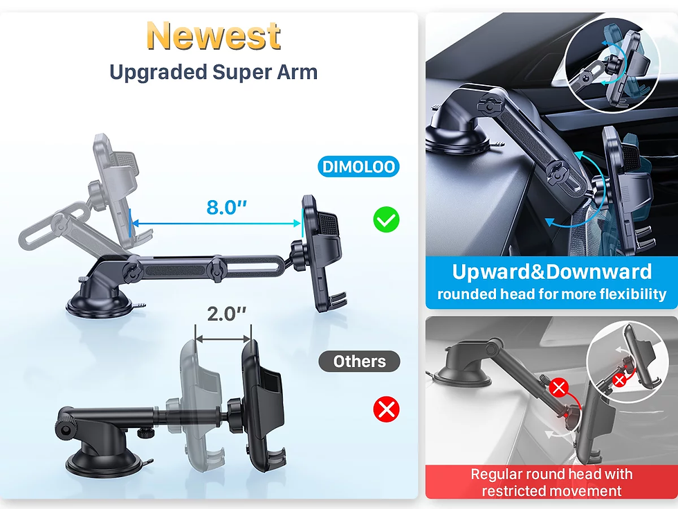 Thumbnail: Phone Mount for Car (3 in 1) Dashboard Windshield Air Vent [Multi-Angle Adjustme