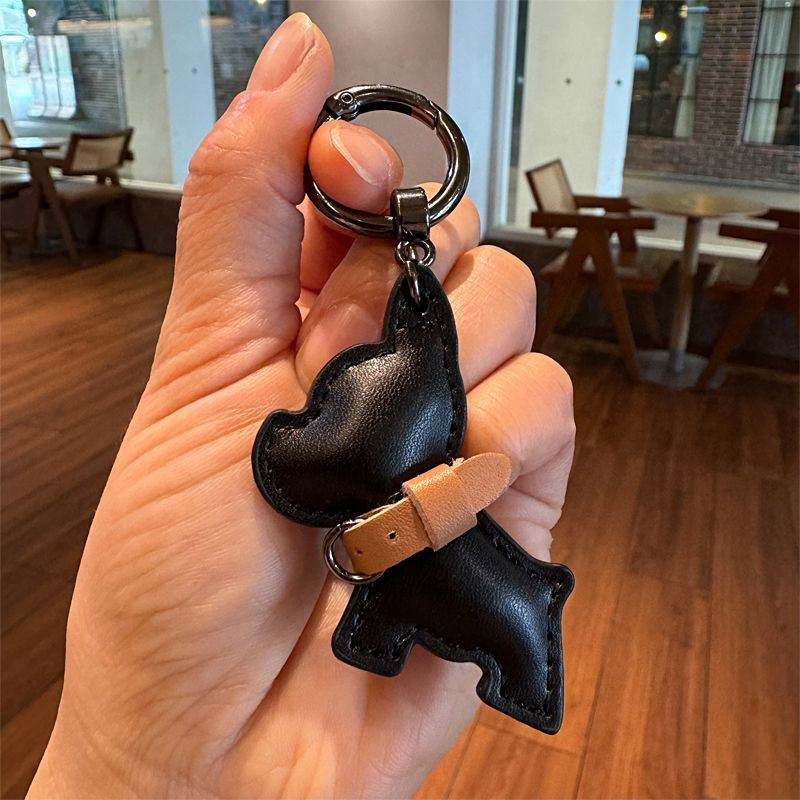 Thumbnail: Leather Hanging Rope Keychain - Creative Design - Fighting Dog Puppy - Animal Ba