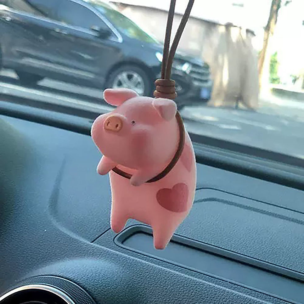 Thumbnail: Cute Pig Car Accessorie Swing Pig Car Pendant Auto Rearview Mirror Pendants Birt