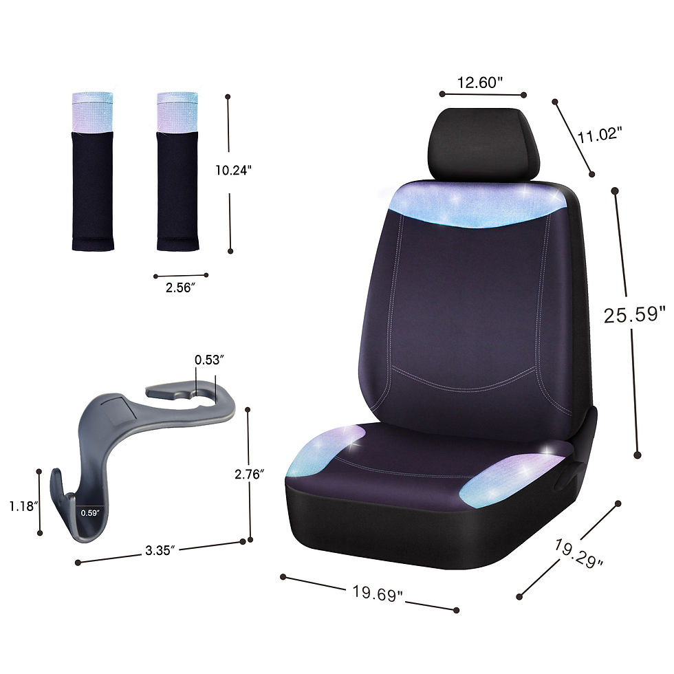 Thumbnail: Auto Drive 5Piece Car Seat Cover Kit Checker Diamond  Polyester Black, Univ..