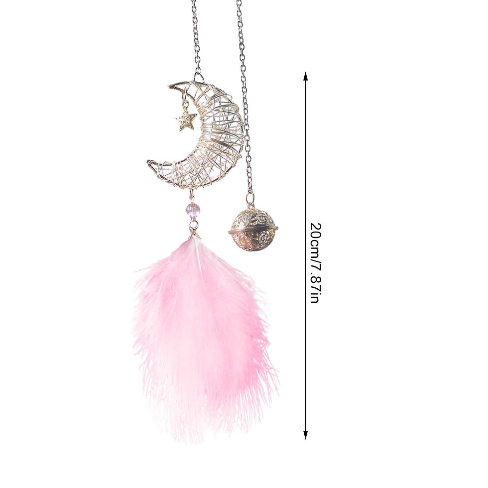 Thumbnail: Car Decorations For Interior Rearview Mirror Handmade Nature Feather Moon Dream