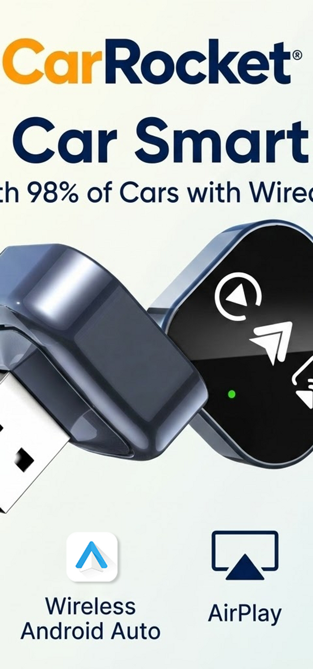 CarRocket Wireless Carplay Smart Box Android Auto Adapter Mirror Link Airplay Pl