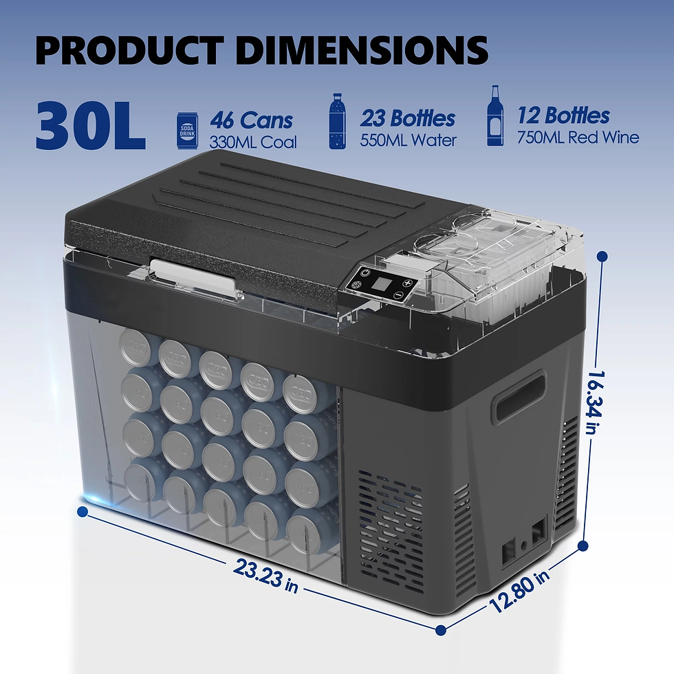 Thumbnail: 12 Volt Car Refrigerator, 32Qt Portable Fridge with 12/24V DC & 110-240V Ac,7℉~5
