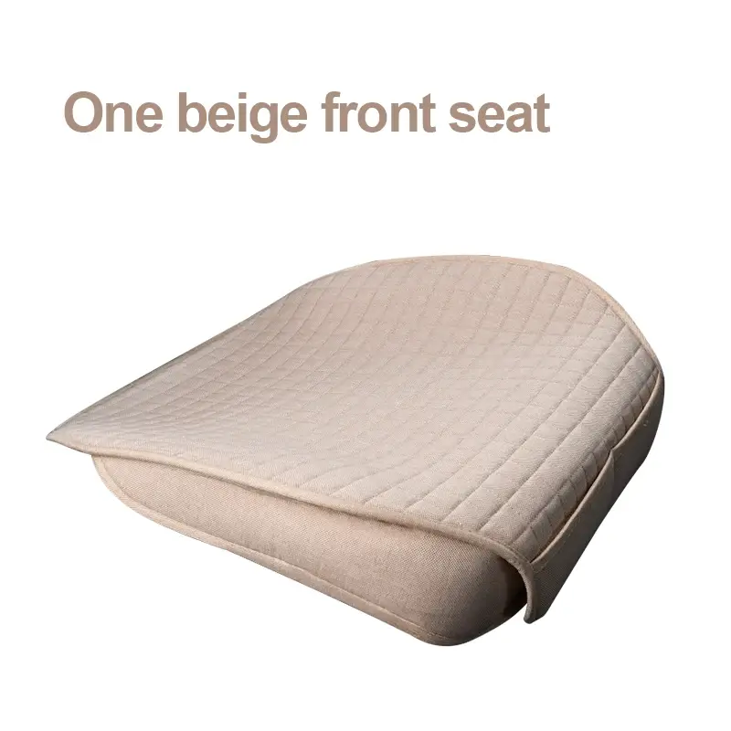 Thumbnail: Flax Car Seat Cover Four Seasons Front Rear Linen Fabric Cushion Breathable Seat