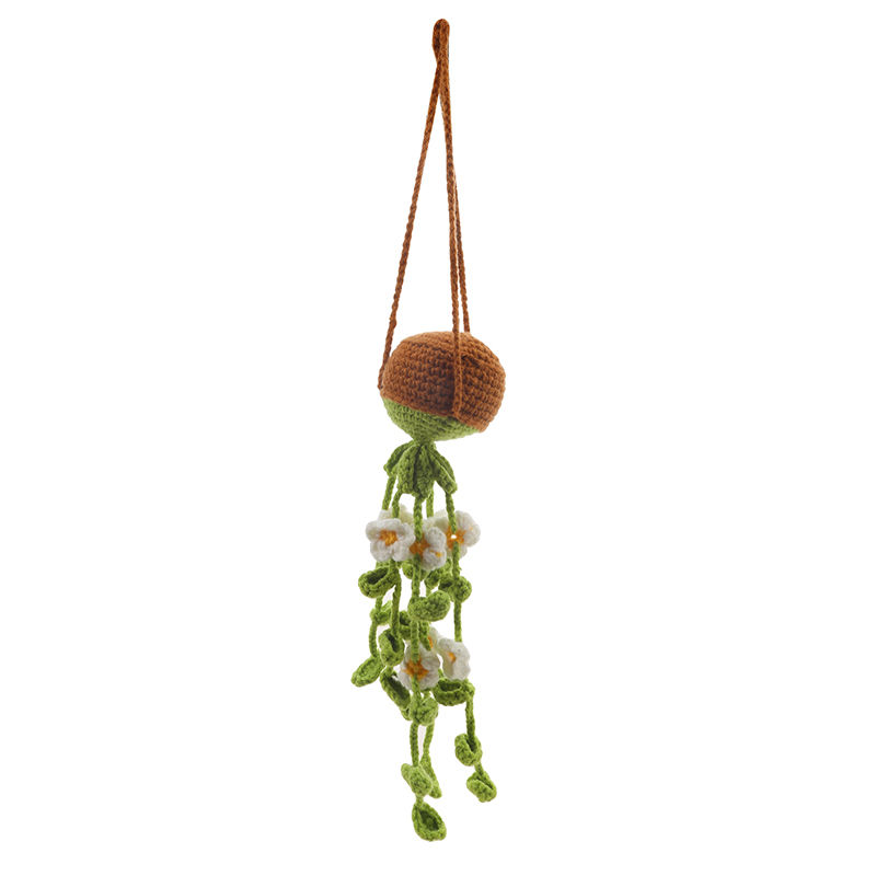 Thumbnail: NEW Cute Potted Plants Crochet Car Basket,Hanging Plant Crochet for Car Decor,Ca