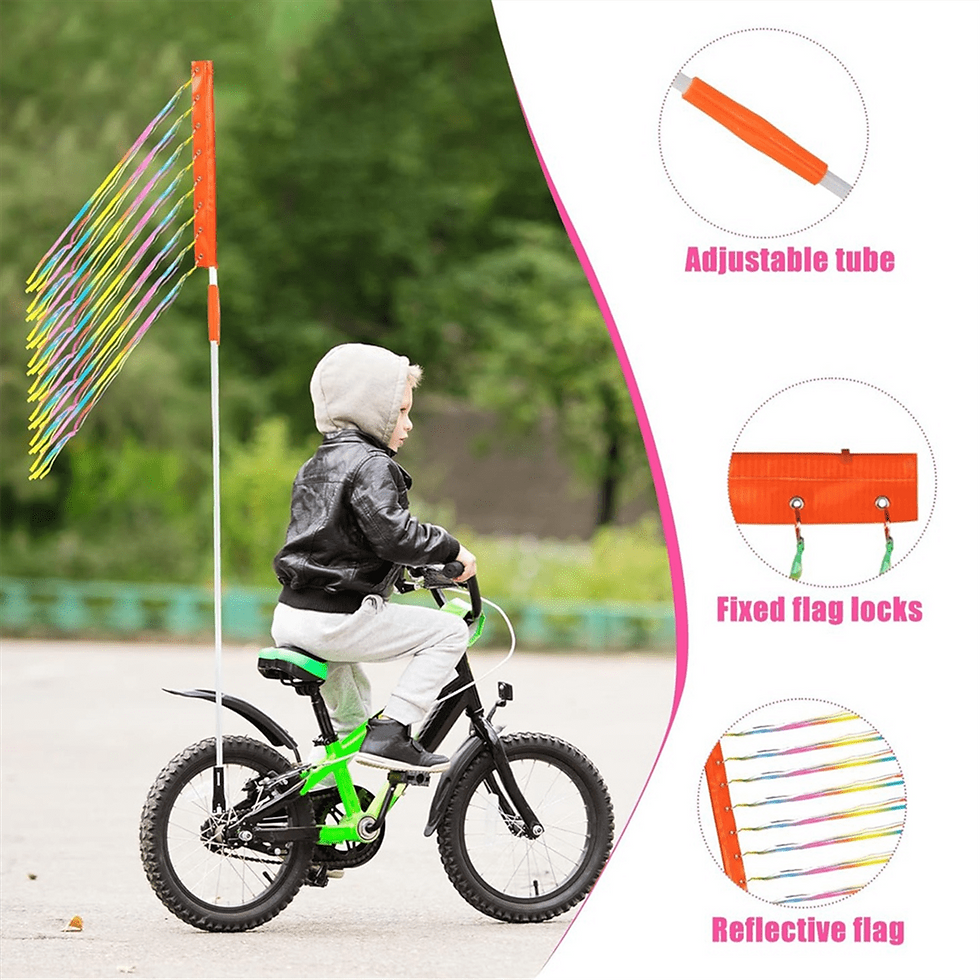 Thumbnail: Adjustable Bicycle Flag with Pole for Safe Reflective Waterproof Warning Fl..