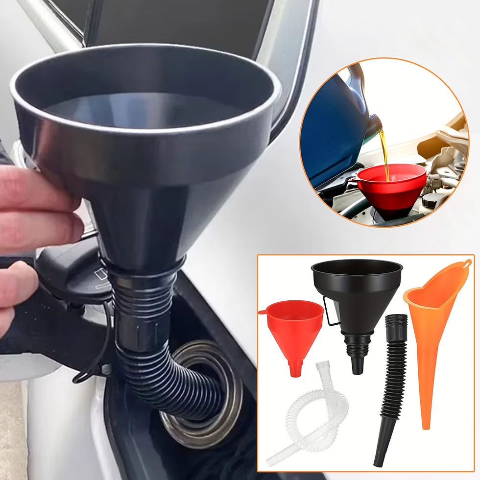 Thumbnail: Funnel-3 piece car or motorcycle funnel set - plastic oil funnel right angled fu