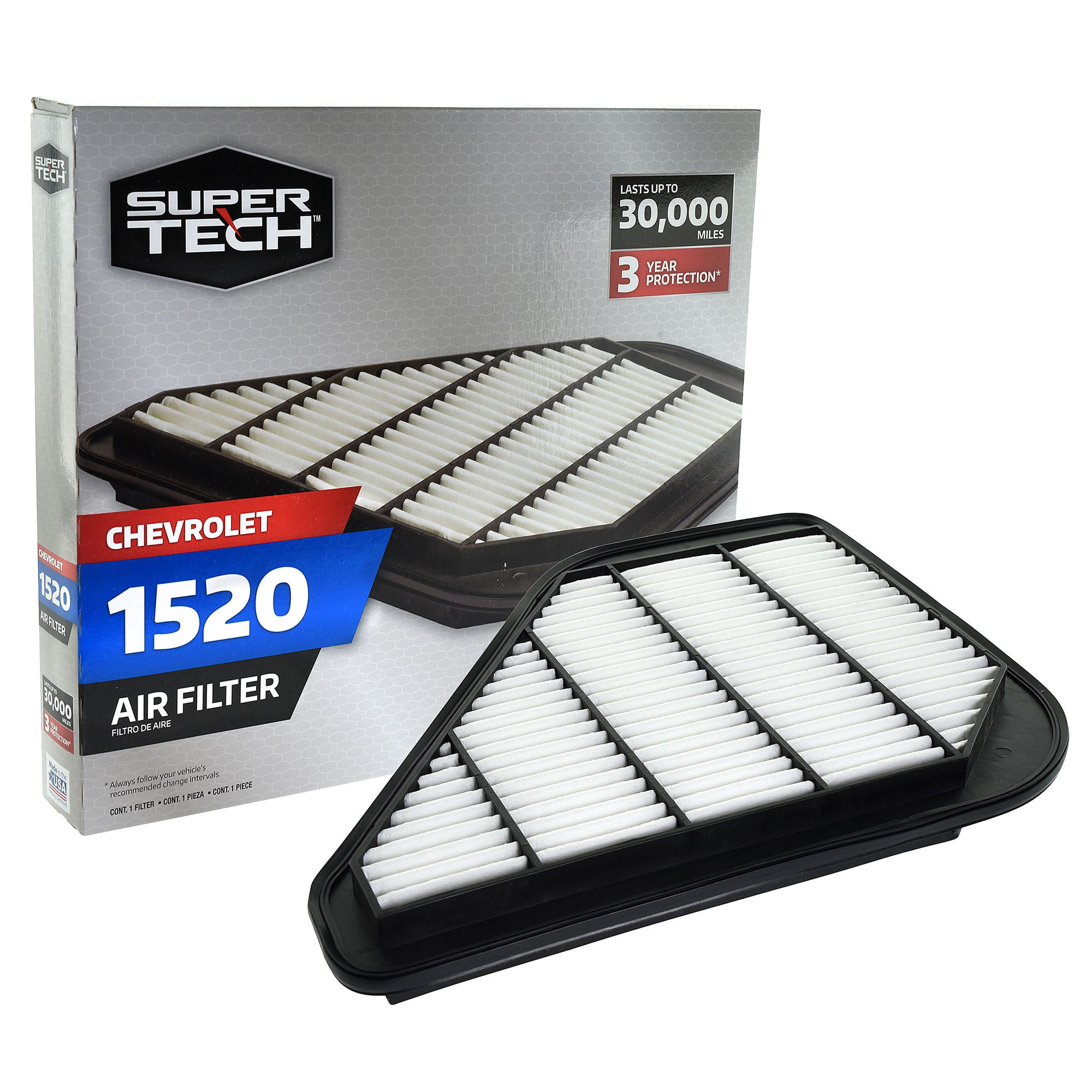 Super Tech 1520 Engine Air Filter, Replacement for GM and Chevrolet Fits se..