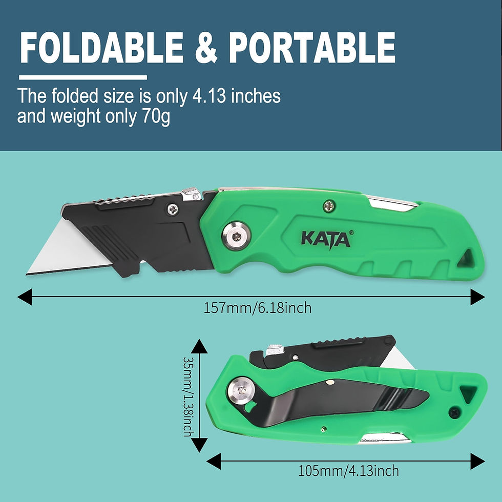 Thumbnail: KATA 4-PACK Folding Utility Knife, Box Cutter with Belt Clip, 20pcs SK5 Qui..