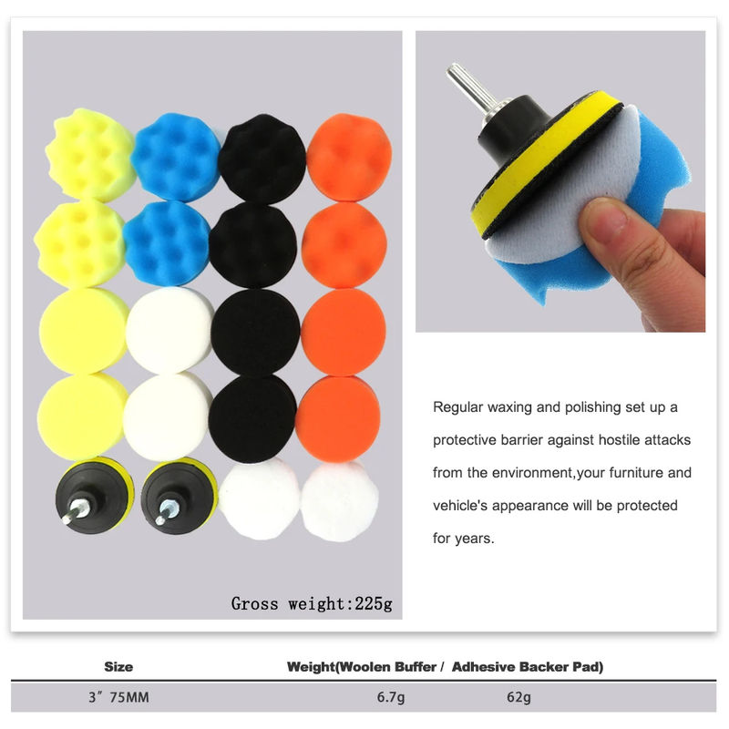 Thumbnail: 3 Inch Car Polishing Sponge Pads Set 22 Pcs Car Polisher Wax Cleaning Tools Poli