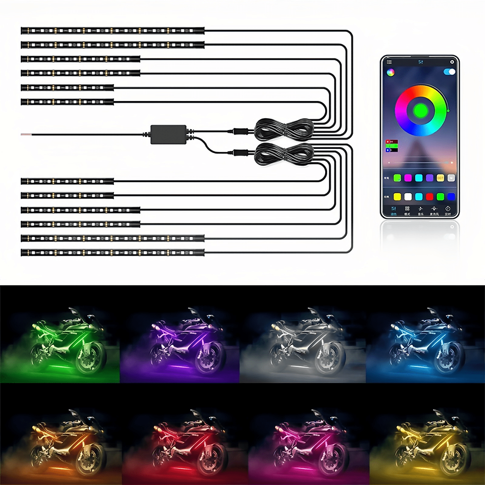 Thumbnail: IP68 Motorcycle Underglow Lights,156 LED APP Timed Multiple Lighting Modes ..