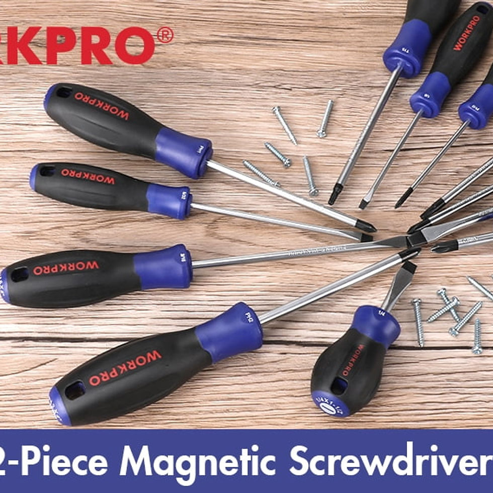 Thumbnail: WORKPRO 12-Piece Magnetic Screwdrivers Set with Organizer, Flat Head/Slotte..