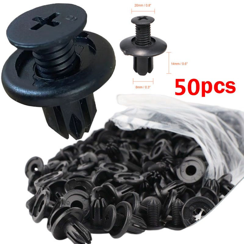 Thumbnail: 5/100pcs 8mm Plastic Rivets Fasteners Screw Car Bumper Fender Black Rivet Car Fa