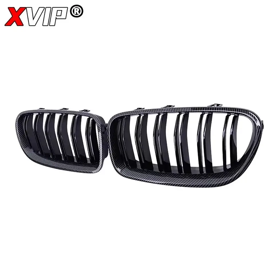 Thumbnail: XVIP All Black Double Line Style Front Bumper Grille For BMW 5-Series F10 F11 F1