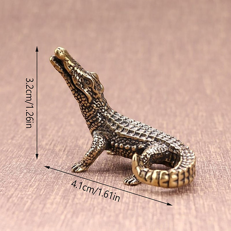 1pc Brass Antique Bronze Crocodile Miniature Figurines Vintage Mini Alligator St