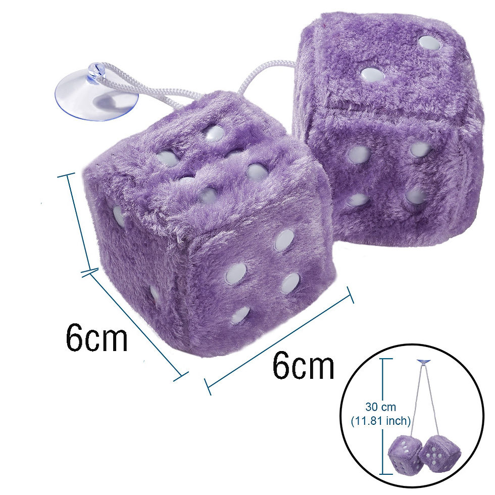 Thumbnail: Small Furry Plush Dice Craps Pendants for Car Rearview Mirror, Hanging Ornaments