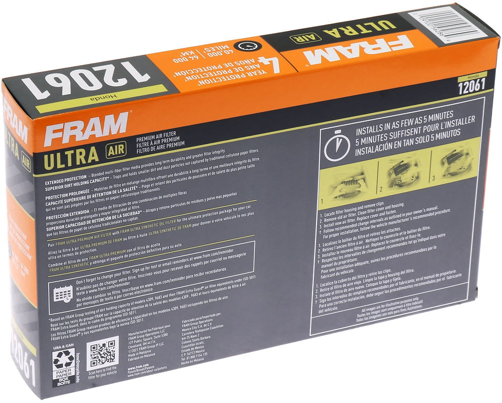 Thumbnail: FRAM Ultra Air XGA12061, Premium Engine Air Filter, Replacement Filter for ..