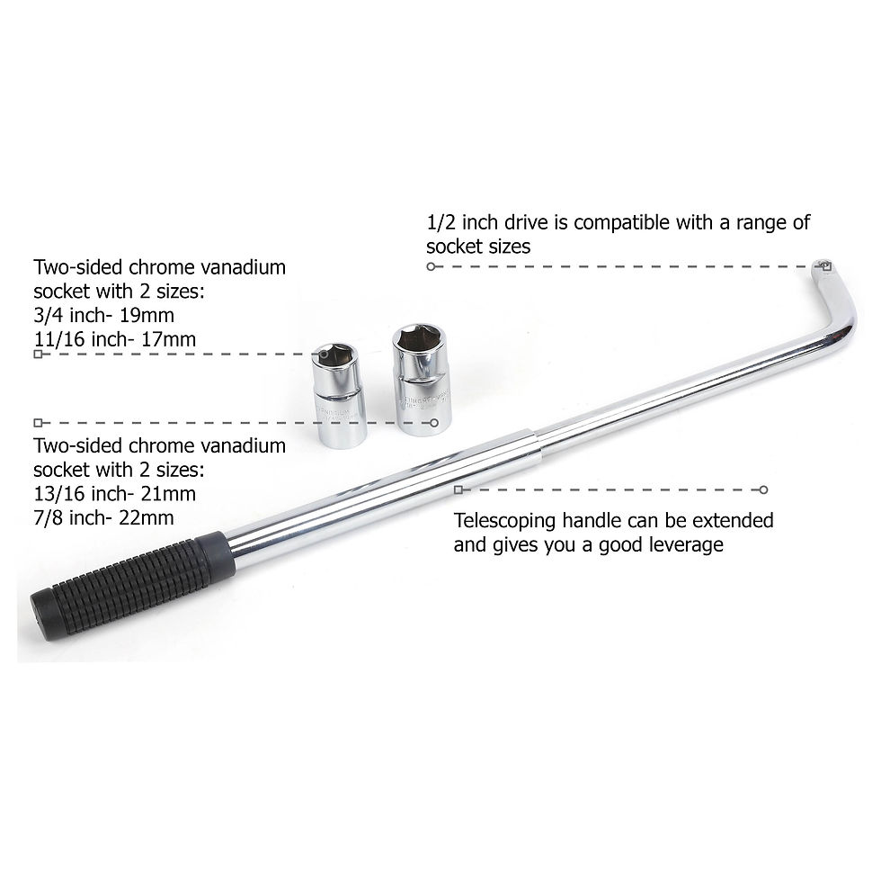 Thumbnail: HyperTough 15-inch to 22-inch Extendable Lug Wrench, Model 6224, Tire