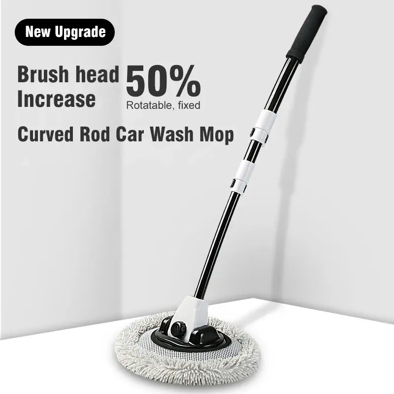 Thumbnail: New 15 Degree Bend Car Cleaning Brush Car Wash Brush Chenille Broom Telescoping
