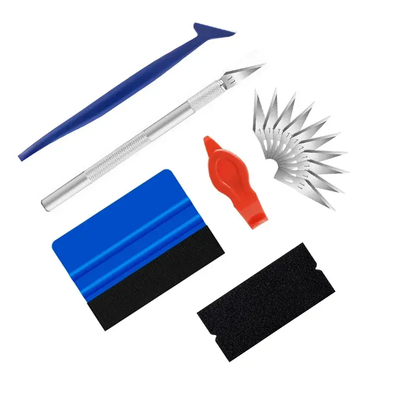 Thumbnail: 15Pcs/9Pcs Car Film Wrapping Tools Kit Vinyl Scraper Carbon Fiber Film Squeegee